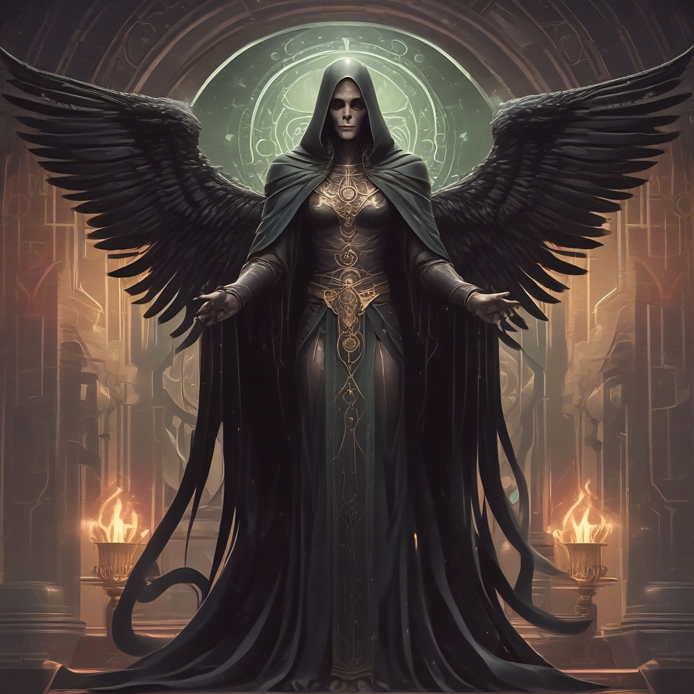 Mystical Black and Gold Winged Art Print